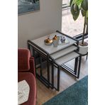 Wood House Lavisa 3'lü Zigon Sehpa (TEKERLİ) Beyaz-antrasit