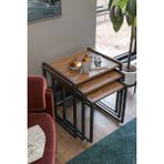 Wood House Lavisa 3'lü Zigon Sehpa Tekerli Modern Tasarım Metal Ayak Suntalam Yüzey 42,5 cm Derinlik - ÇAM
