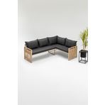 Wood House MİNA KÖŞE TAKIMI SİYAH-KAHVE (BALKON-BAHÇE-MUTFAK)