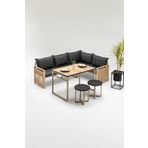Wood House MONİSA (MASA VE PUFLU) KÖŞE TAKIMI SİYAH-KAHVE (BALKON-BAHÇE-MUTFAK)