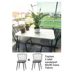 wood idea 60x90 metal ayaklı 2 sandalyeli yemek, balkon ve mutfak masa takımı