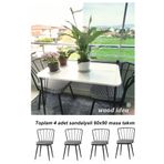 wood idea 60x90 metal ayaklı 4 sandalyeli yemek, balkon ve mutfak masa takımı