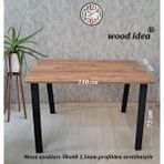 Wood İdea 70X110 cm Özel Tasarım Metal Ayaklı Salon Yemek Masası Çalışma Masası - Atlantik Çam