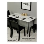 Wood İdea Mutfak Masası Yemek Masası 50X110 Metal Ayaklı Mutfak Masası Yemek Masası Balkon Masası