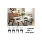 wood idea Yemek Masası Mutfak Masası ,balkon masası 60x110 4 sandalyeli beyaz