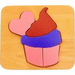 Wood & Joy Doğal Ahşap Çocuklar İçin Eğitici ve Öğretici Ahşap Renkli Cupcake Puzzle 3 Boyutlu Denge Oyunu - Pembe