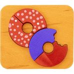 Wood & Joy Doğal Ahşap Çocuklar İçin Eğitici ve Öğretici Ahşap Renkli Donut Puzzle 3 Boyutlu Denge Oyunu - Kırmızı