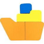 Wood & Joy Doğal Ahşap Çocuklar İçin Eğitici ve Öğretici Ahşap Renkli Gemi Puzzle 3 Boyutlu Denge Oyunu - Turuncu