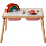 Wood & Joy Doğal Ahşap Duyusal Çocuk Aktivite Masası Oyun Masası ve Çocuk Çalışma Masası - Pembe