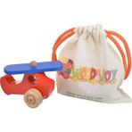 Wood & Joy Doğal Ahşap Helikopter Hareketli Eğitici Oyuncak - Kırmızı - Mavi