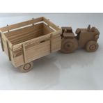 Wood Kids Ahşap Boyanabilir Büyük Boy Oyuncak Traktör - Ahşap Desenli