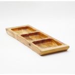 Wood Provence Ahşap Dikdörtgen 3 Gözlü Kahvaltılık Ve Çerez Tabağı Dişbudak Ve Zeytin Ağacı 40 Cm