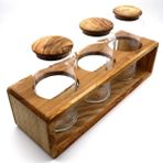 Wood Provence Ahşap Kapaklı 3'lü Cam Kavanoz Seti Standı - Büyük - Kahverengi