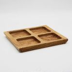 Wood Provence Ahşap Kare 4 Gözlü Kahvaltılık Ve Çerez Tabağı Zeytin Ağacı 25 Cm