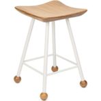 Wood Stone Art Tabure Bar Taburesi Beyaz cm Kavisli Kare Oturma Yeri Bar Taburesi Ahşap Demir Ayaklı Ahşap Topuzlu Modern Woodstoneart - 47 CM