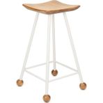 Wood Stone Art Tabure Bar Taburesi Beyaz cm Kavisli Kare Oturma Yeri Bar Taburesi Ahşap Demir Ayaklı Ahşap Topuzlu Modern Woodstoneart - 65 CM