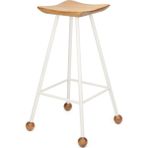 Wood Stone Art Tabure Bar Taburesi Beyaz cm Kavisli Kare Oturma Yeri Bar Taburesi Ahşap Demir Ayaklı Ahşap Topuzlu Modern Woodstoneart - 75 CM
