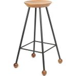 Wood Stone Art Tabure Bar Taburesi Döşemeli Demir Ayaklı Ahşap Topuzlu Modern Rahat - Siyah - 75 CM