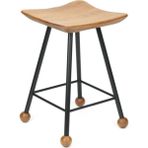 Wood Stone Art Tabure Bar Taburesi Kavisli Kare Oturma Yeri Bar Taburesi Ahşap Demir Ayaklı Ahşap Topuzlu Modern Rahat Woodstoneart - Siyah - 47 CM