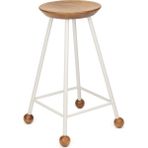 Wood Stone Art Tabure Bar Taburesi Tabure Mutfak Tabure Ahşap Demir Ayaklı Ahşap Topuzlu Modern Rahat Modern Beyaz Wood Stone Art - 65 CM