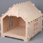 Wood-Y Ahşap Köpek Kulübesi (60cm x 75cm x 65cm) 0,9mm Huş Ağacı Marin Kontraplak, Hediye İsimlik, Ham veya Boyanmış Tercih