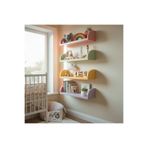 WoodArtDesign Pastel Renkli Kız Çocuğu Odası Duvar Rafı – Oyuncak ve Kitap Rafı (Montessori Stil) 4'lü Pembe Set