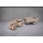WoodBay Ahşap Römorklu Traktör Oyuncak Kayın Ağacı 30X8X6,5 cm – El Yapımı Doğal Oyuncak - Ahşap - Beyaz