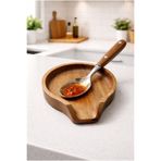 WoodBay Akasya Ağacı Kirli Kaşıklık 13x11 cm Ahşap Kaşık Altlığı Mutfak Kaşık Tutucu