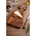 WoodBay Ceviz Ağacı Geyik Saplı Kesme Sunum Tahtası-El Yapımı Tek Parça 17X35