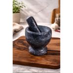 WoodBay Mermer Siyah Renk Havan Tokmak Set Büyük Boy 9,5 Çap