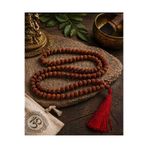 WoodBay Rudraksha Kolye 108 Taşlı Doğal Tohum Mala | Meditasyon Yoga Enerji Kolyesi Püsküllü | Bileklik Hediyesi