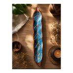 WoodBay Teak Ağacı Yaprak Model Çubuk Tütsülük El Boyama 35 cm Doğal Ahşap Tütsü Standı Karışık Renk