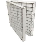 Woodbu Şeffaf Kapaklı Ahşap Beyaz Hobi Oyuncak Araba Rafı 50 Araçlık MDF Malzeme ile 50x50 cm