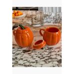 Woodcept. 2'li Kapaklı Bal Kabağı Tasarım Seramik Kupa Bardak, Pumpkin Serisi Seramik Kupa Bardak 225 ML
