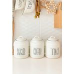 Woodcept 3'lü Seramik Sugar Tea Coffee Kavanoz Seti, Tezgah Üstü Saklama Kavanozu 1400 ML