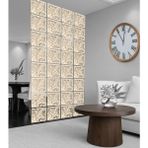 Wooddoom Çiçek Modelli Lazer Kesim Paravan, Ahşap Seperatör, Panel Levha Seti Ahşap Oda Bölücü Desen - 40x40 - Ahşap - Bej