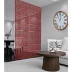 Wooddoom Çizgiler Ateş Lazer Kesim Paravan, Ahşap Seperatör, Panel Levha Seti Ahşap Oda Bölücü Desen - 40x40 - Kırmızı