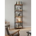 Wooden City Metal Kitaplık 5 Raflı Ofis Kitaplığı Kitap Dosya Rafı Biblo Rafı Çiçeklik Rafı
