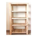Wooden City Naturel Ahşap Dekoratif 5 Raflı Mutfak Rafı Doğal 140x70 Raf