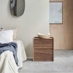 Wooden Decoration Ahşap Çift Çekmeceli Iskandinav Komodin - Koyu Ceviz
