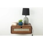 Wooden Decoration Ahşap Rattan Detay Duvara Monte Modern Komodin - Koyu Ceviz