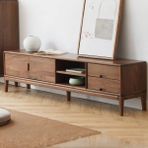Wooden Decoration Noira Tv Ünitesi Masif Ahşap Koyu Ceviz - Kahverengi