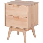 Wooden Decoration Nordic Doğal Ahşap Komodin Çift Çekmeceli - Bej