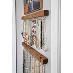 Wooden Factory 2 Adet Ahşap Takı Düzenleyici – 50 cm Duvara Monte Toplam 42 Kancalı Kolye & Küpe Askılığı