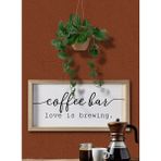 Wooden Factory Ahşap Çerçeve Kahve Köşesi Coffee Bar Love Is Brewing 40x20 cm Mutfak Temalı - 1