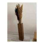 Wooden Factory Ahşap Dekoratif Vazo – Pampas & Yapay Çiçek İçin uzun Biblo 49 cm