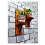 Wooden Factory Masif Ahşap Duvar Çiçek Rafı, Balkon Duvar Rafı Ikili Set