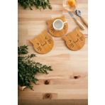 wooden gift design 3'lü Kedi Figürlü Bardak Altlığı