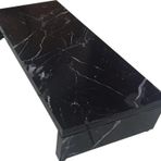 Wooden Gold 17 cm Yükseklikte Doğal Mermer Desenli Siyah Mdf Monitör Stand Ekran Stand Bendir Mdf 52 cm x 25 cm