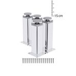 wooden lane studio Metal Mobilya Ayağı 15 Cm Ayna Krom 4’lü Set – 40x40 Kare Profil TV Ünitesi Kanepe Koltuk Yükseltici